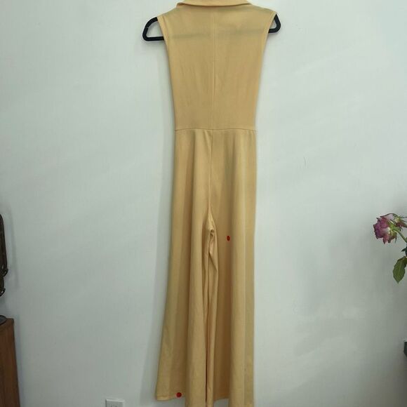 Vintage Handmade Yellow Wide Leg Zip Up Jumpsuit - Small - Picture 2 of 14